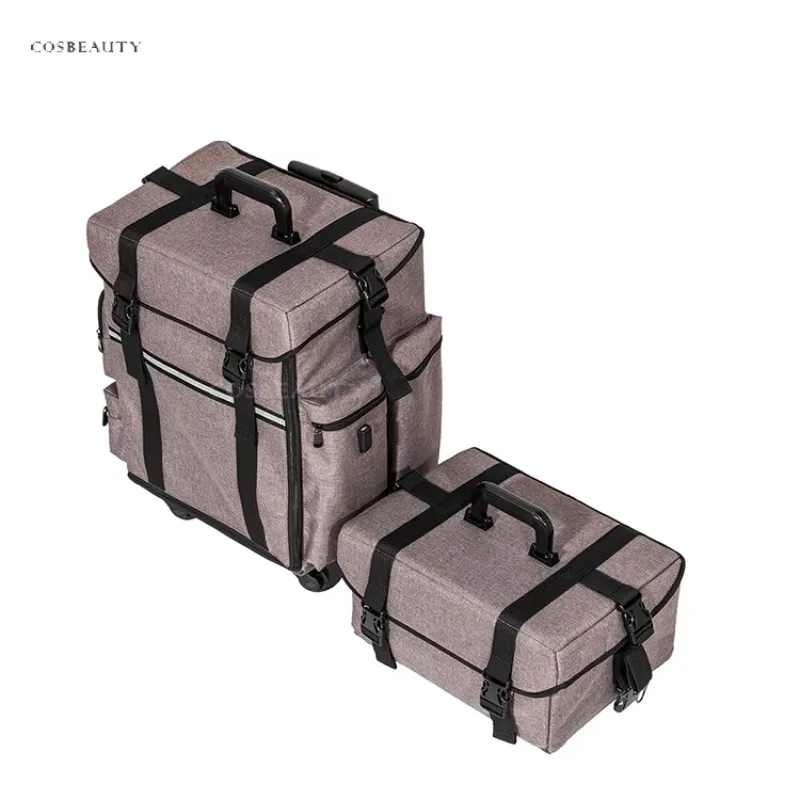 Factory Professional Multi-Storage 2 in 1 Makeup Train Case With Removable Drawers Trolley Case