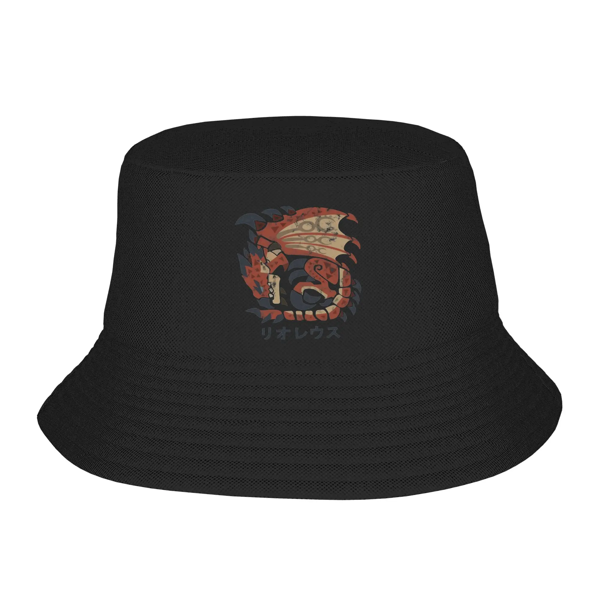 Monster Hunter  Bucket Hat For Men Women World Rathalos Kanji Icon  Fisherman Hats Retro Hunting Caps Foldable Outdoor Sun Hats