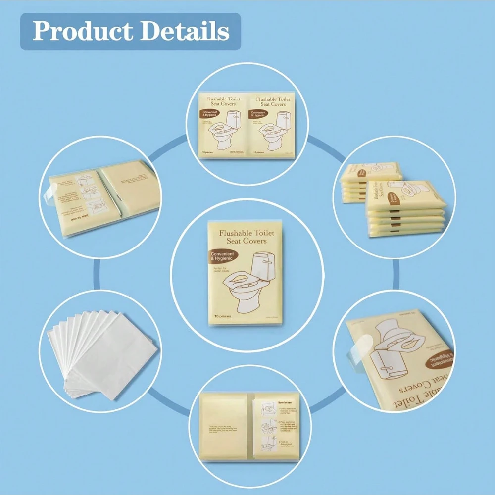 10pcs/pack Disposable Toilet Seat Covers Water-soluble Portable Toilet Seat Covers Portable Travel and Business Toilet Cushions view 3