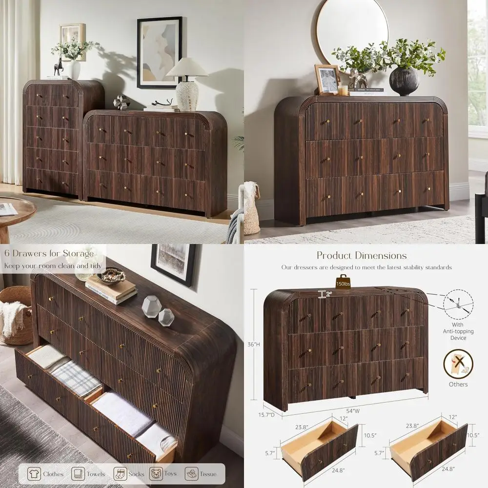 

Широкий изогнутый комод с 54 ящиками, утолщенная конструкция, отделка под орех, для спальни, гостиной или прихожей