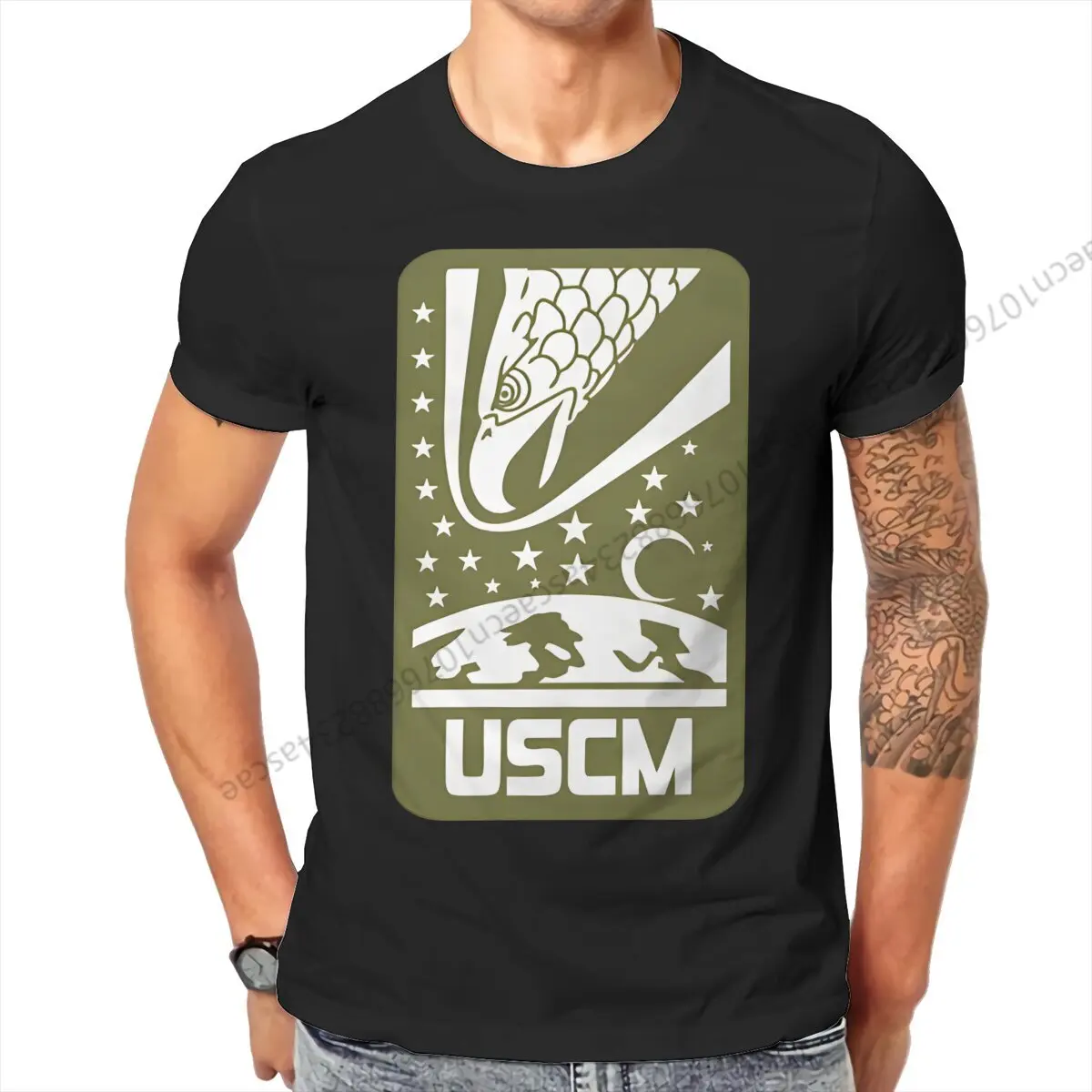 Green Eagle Colonial Marines Men T Shirt Crewneck TShirt Cotton Streetwear