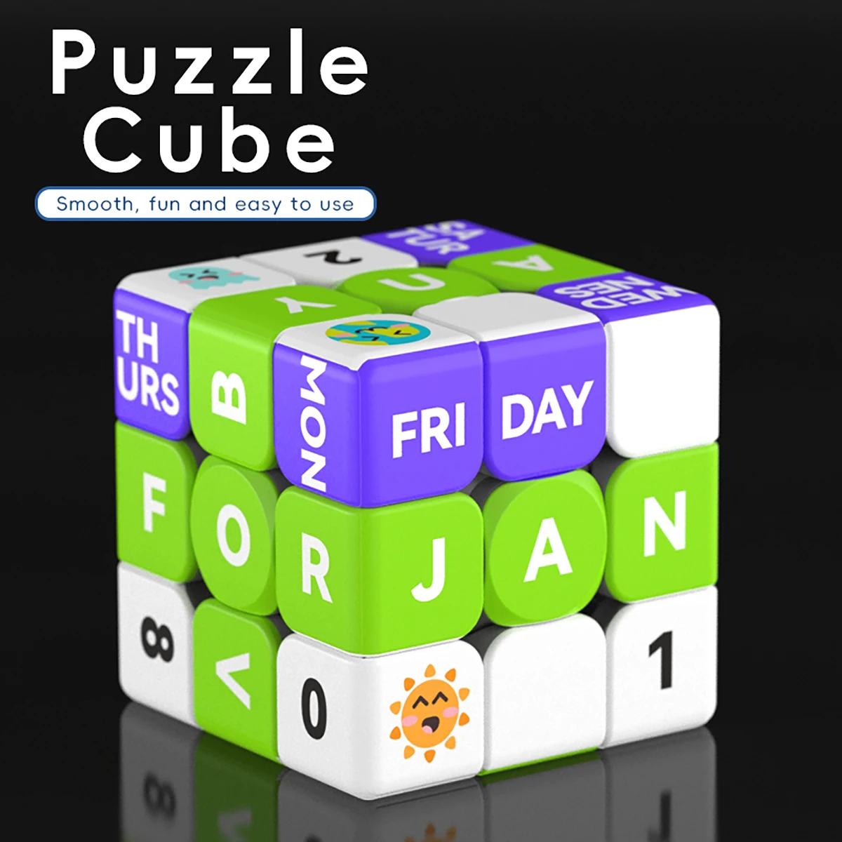 3x3x3 Magic Cube with UV Printed 3D Calendar Professional Smooth Speed Cube Stress-Relieving Puzzle Toy for Children Gift