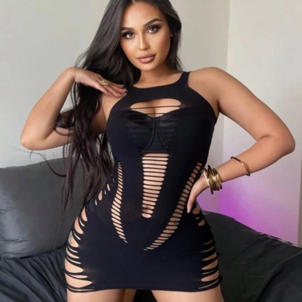 Fishnet Plus Size Babydolls Erotic Hot Lingerie Dress Porno Underwear Teddy Black Costumes Sex Clothes Lingerie sexy For Women