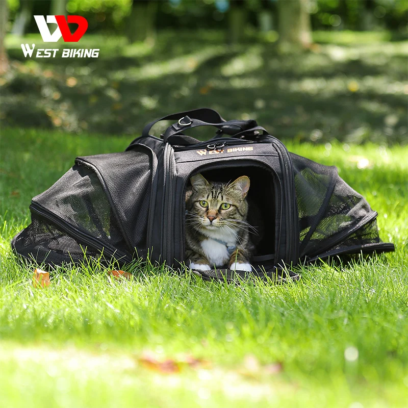 WEST BIKING Cycling Bags For Pets Foldable Multifunctional Travel Trunk Cat Dog Carrier Handbag Shoulder Bag MTB Bike Rear Bag