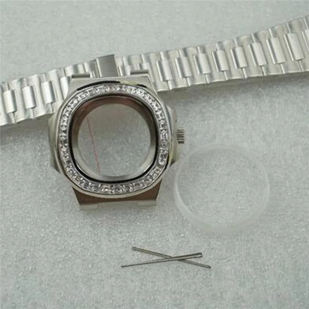 Kim Cương Mới Viền Ốp Lưng Sửa Đổi Lặn Dành Cho NH35/ NH36 Phong Trào Cơ Khí Tự Động Vỏ Đồng Hồ Trung Liên Kết Dây Đeo