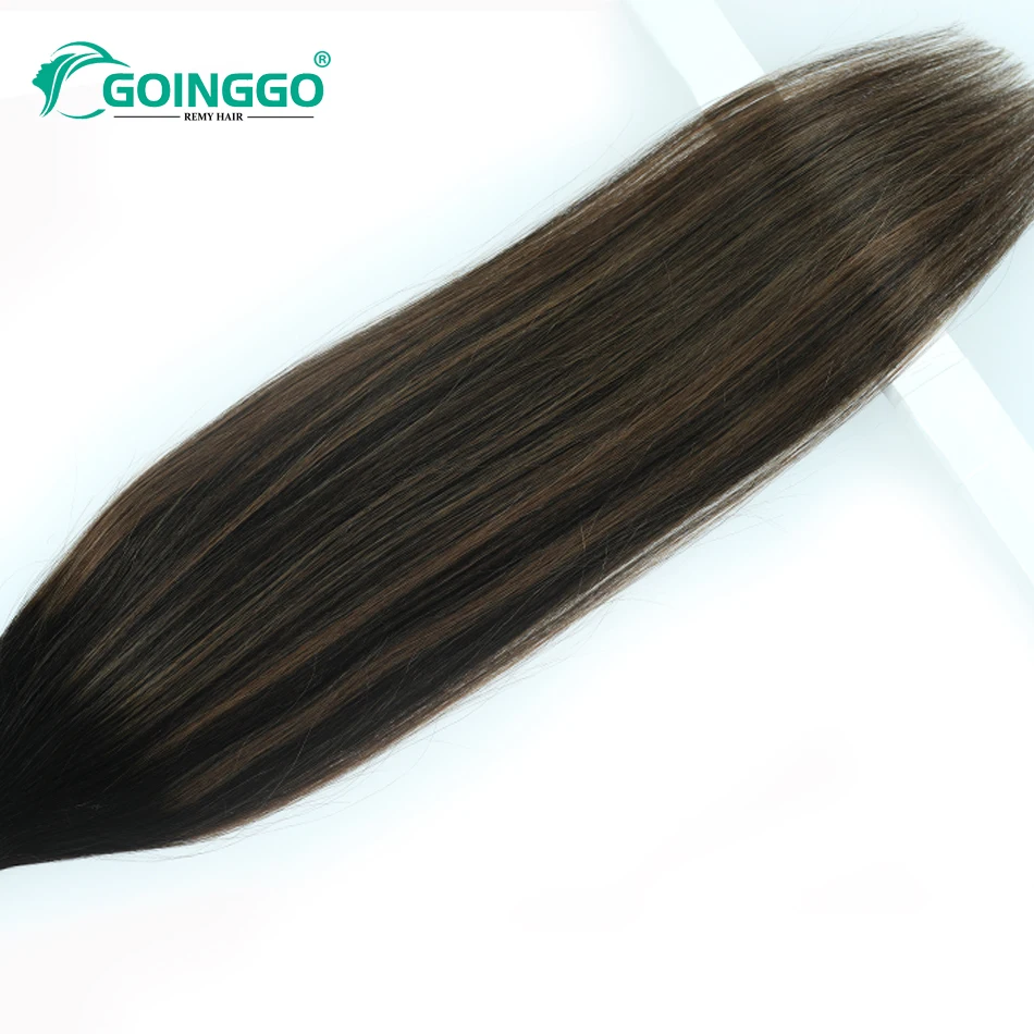 Balayage-Cinta en extensiones de cabello, cabello humano Natural, negro, resaltado, Marrón castaño, cinta adhesiva de trama de piel Ins, 2,5 g/pc