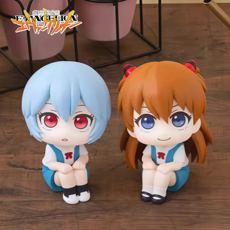 10CM Anime Ayanami Rei Actionfigur - Souryuu Asuka Langley Sitzende PVC-Modellfigur Spielzeug Puppe Ornament Geschenk