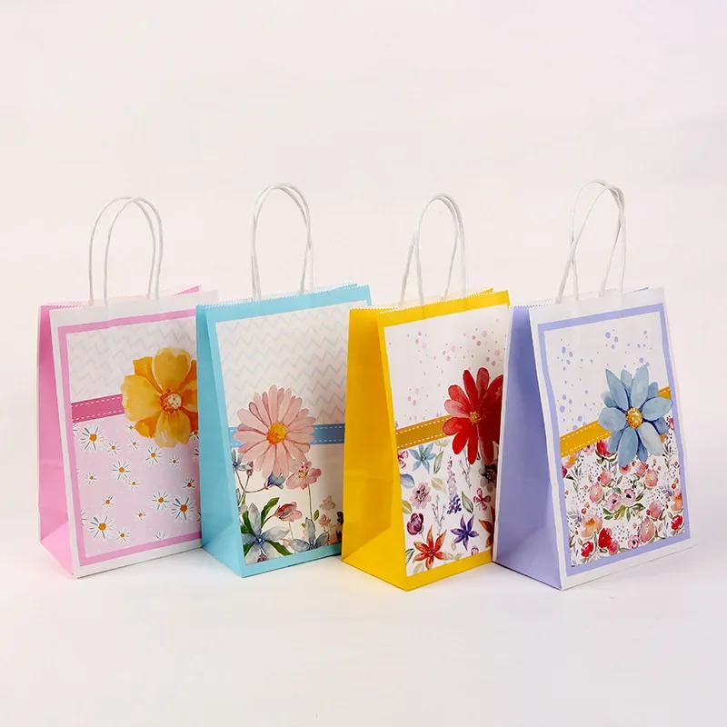 40pcs The New Ins Paper Fresh Paper Bag Gift Bag Thanksgiving Return Bag Packaging with Handle