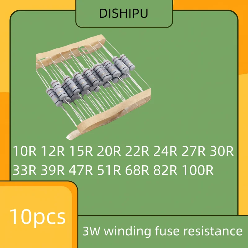 

10PCS 3W winding fuse resistance 5% 10R 12R 15R 20R 22R 24R 27R 30R 33R 39R 47R 51R 68R 82R 100R