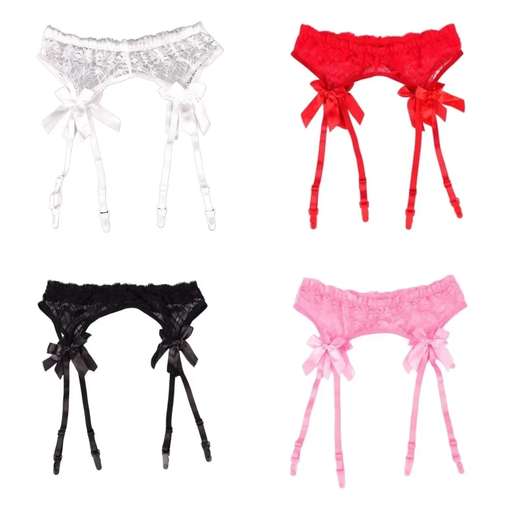 

Floral Lace Garter Belt Adjustable Straps Bow Suspender Belt Transparent Underwear Plaid Garters for Stockings Intimate Wear