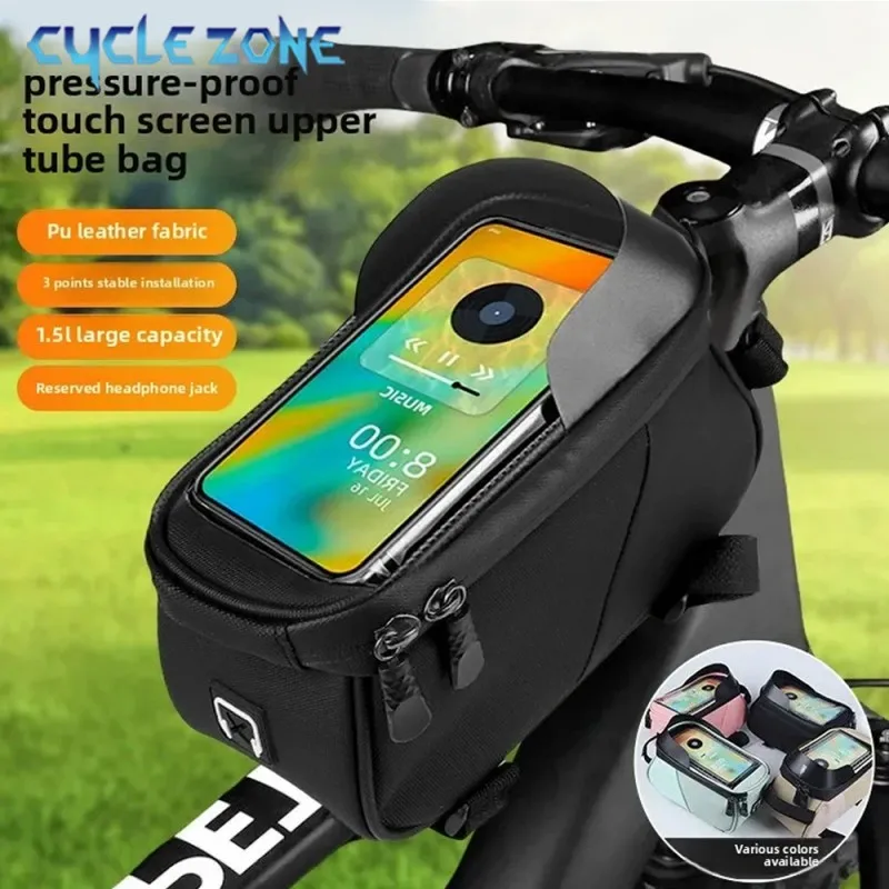 

Bike Front Frame Bag Bicycle Storage Bags MTB Road Bike Phone Holder Bag Touch-Screen 1.5L Cycling Pouch Cycling Accessories