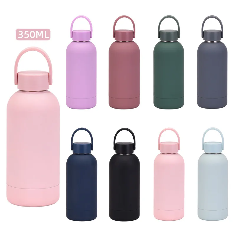 

Stainless Steel Vacuum Flasks With Handle,Small Mouth Outdoor Sports Thermos Cup For Travel Car,Business Mini Water Bottle,350ml