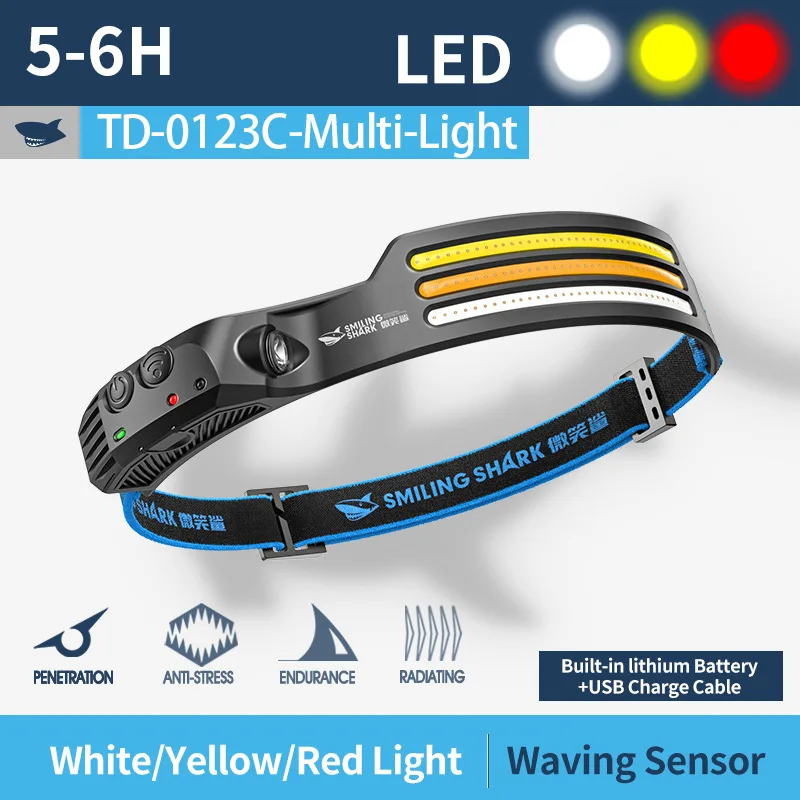 Lightweight Smart Sensor COB Headlamp USB Rechargeable Super Bright Waterproof Work LED Flashlight Wide Lighting Range HeadLight