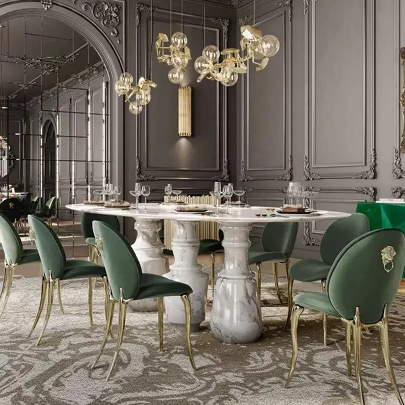 Marble dining table Modern villa home Italian art irregular dining table and chairs