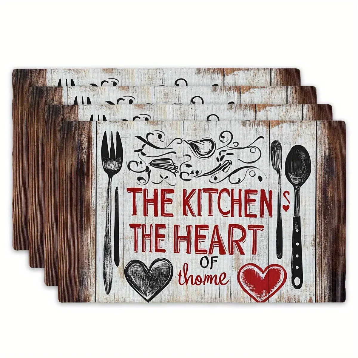 4pcs Set Rectangular Placemats - Thin Polyester Material - Vintage Style 