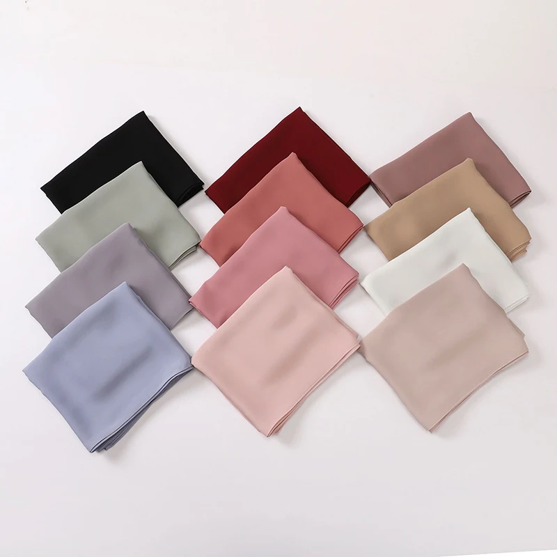 

Женский весенний большой размер, однотонный однотонный хлопковый шарф-хиджаб из искусственного шелка, женские шали с запахом высокого количества, исламский тюрбан, мусульманская повязка на голову в Рамадан