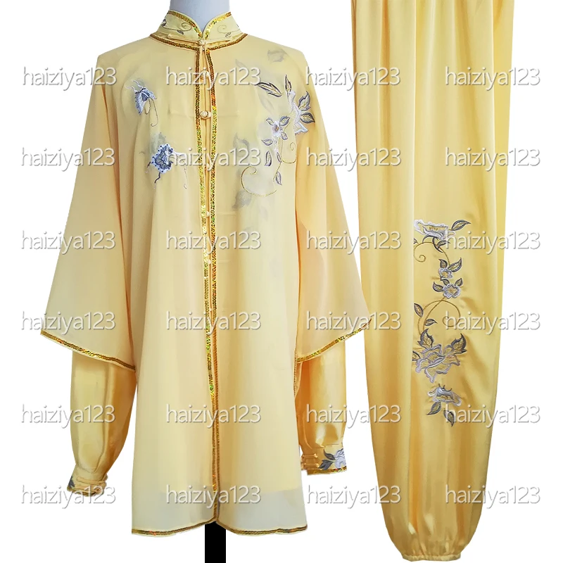 

Одежда для тай-чи с вышитыми цветами, костюм для выступлений тайцзи, униформа кунг-фу, шаль для соревнований для женщин, девочек, детей, взрослых, мужчин, мальчиков