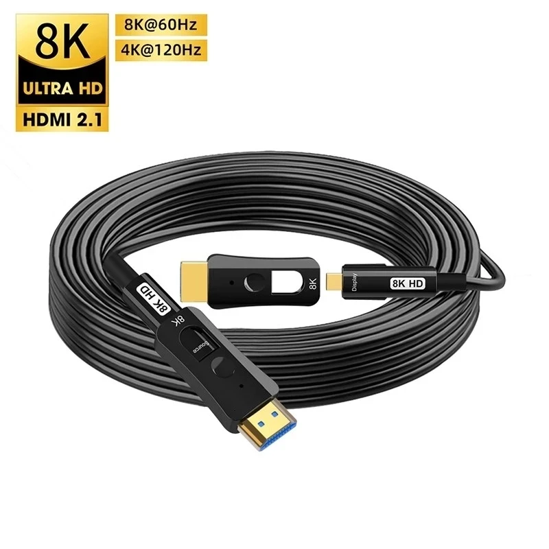 

Совместимый с HDMI 2,1 оптический кабель 8K резьбовой микро HD волоконный кабель высокоскоростной 48 Гбит/с 8K @ 60 Гц 4K @ 120 Гц для планшетов камер ноутбуков