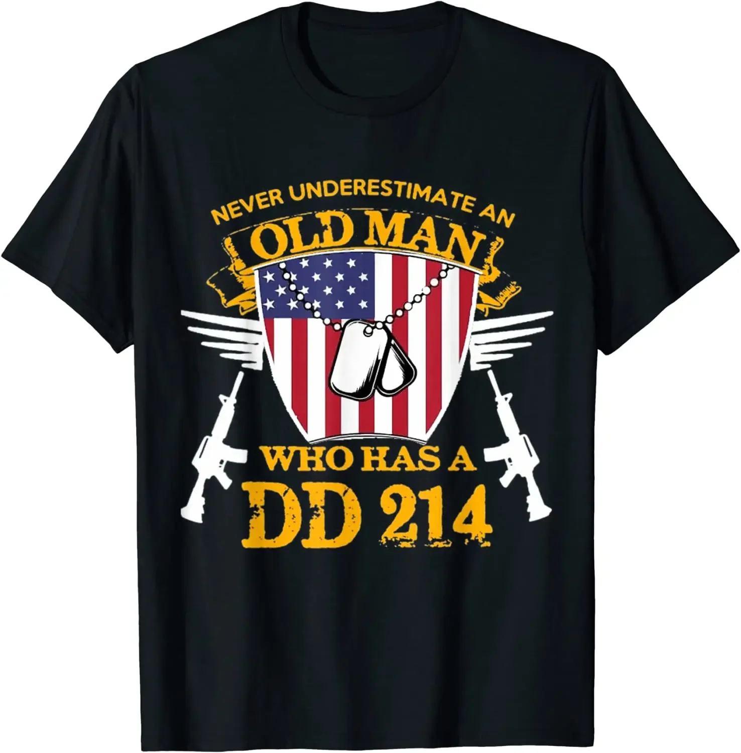 

Never Underestimate An Old Man Who Has A DD-214 Alumni Gift T-Shirt 100% Cotton O-Neck Short Sleeve Summer Casual Mens T-shirt