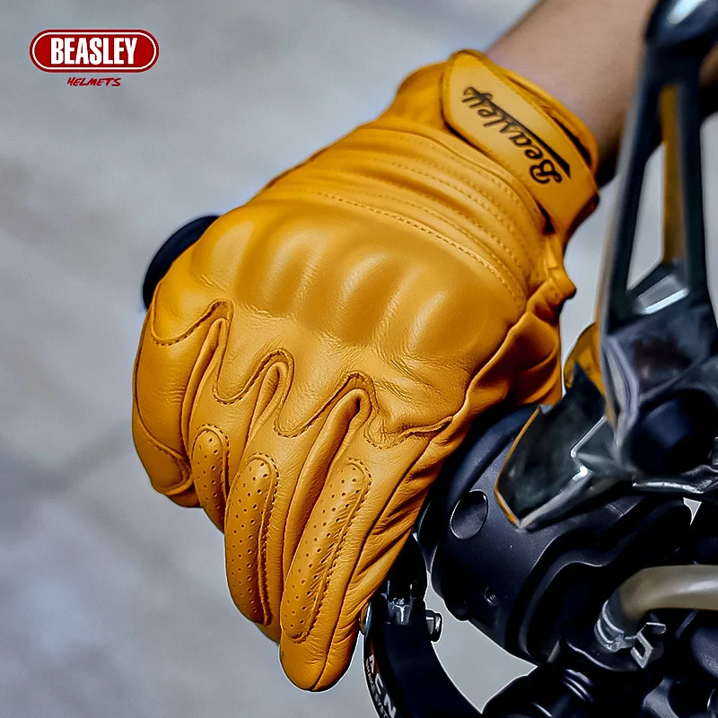 

Outdoor Motorcycle Riding Gloves Are Warm, Breathable, Men's and Women's Universal Leather Retro Touch Screen