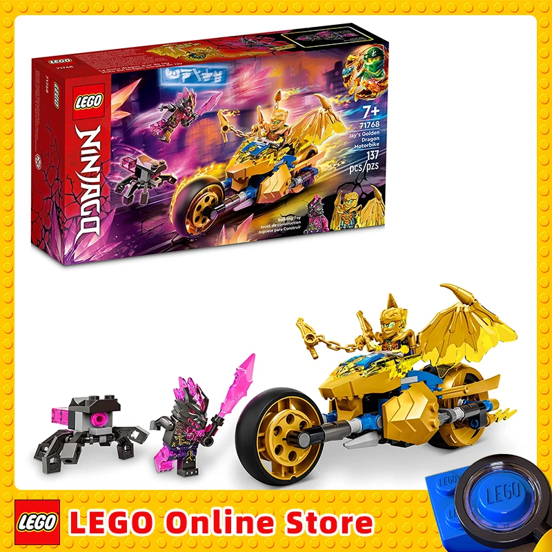 LEGO NINJAGO Jay\'s Golden Dragon Motorbike 71768 Ninja Zestaw zabawek budowlanych dla chłopców, dziewczynek i dzieci Prezent urodzinowy (137