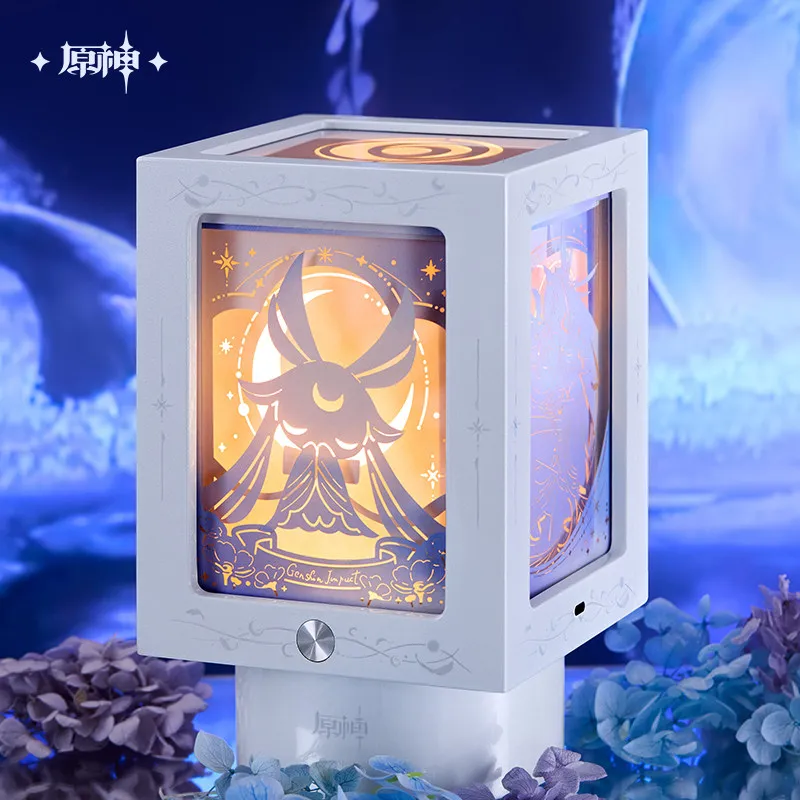 Original Genshin Impact Columbina Rotating Paper Carved Night Light Music Box Ornament  Gift Box Collection Card Anime Game Toy