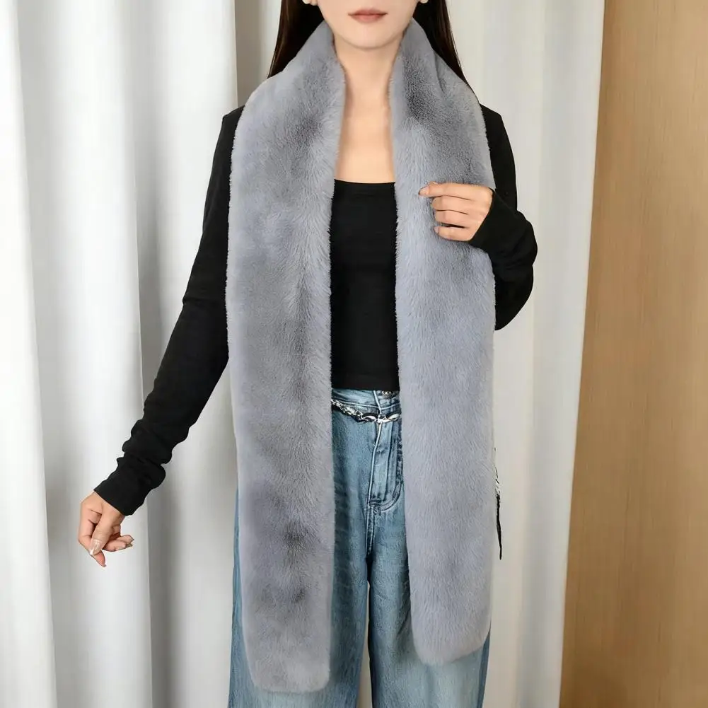 

Faux Rabbit Fur Shawl Scarf Solid Color Thickened Warm Women Collar Scarf Cold Weather Winter Cozy Scarf Fashion Accessories