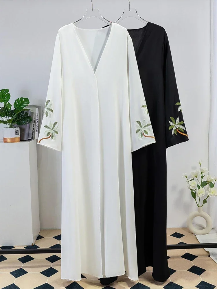 Dubai Modest Women Open Kimono Abaya Dress Women Muslim Long Coat Kebaya Eid Ramadan Arab Robe Caftan Islam Clothing Femme Gown