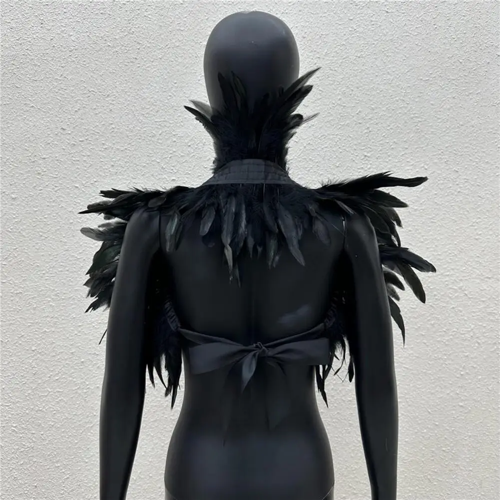 Feather Shawl Retro Adjustable Feather Shrug Shawl Shoulder Wrap Cape Colorful Soft Gothic Collar Cosplay Party Fake Collar