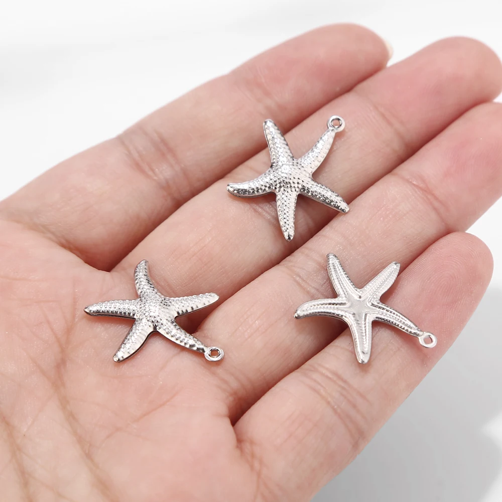 30pcs Stainless Steel Starfish Sea Star Pendants Charms For DIY Necklace Bracelet Jewelry Making Findings Supplies