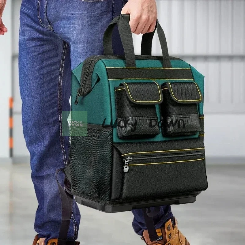 

Рюкзак для инструментов с множеством карманов, большой вместимостью, резиновым основанием, износостойкий и долговечный, многофункциональный рюкзак для хранения инструментов