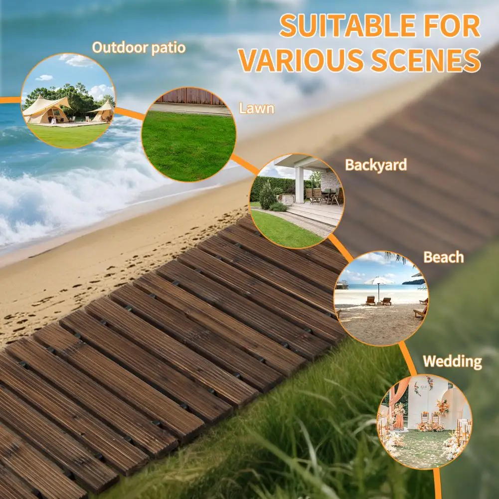 Outdoor Roll Out Wooden Pathway Anti-slip Surface Wooden Garden Bridge Walking Passage No Fading Garden Roll Out Walking Pathway