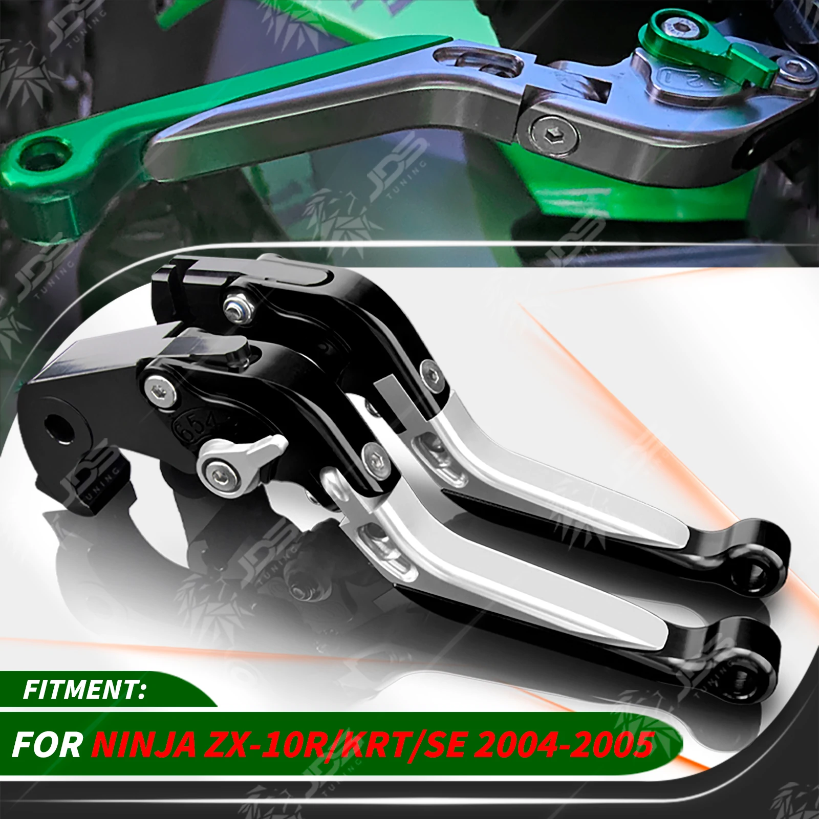 

JDSTUNING For Kawasaki NINJA ZX10R/KRT/SE 2004-2005 Clutch Lever Brake Lever Set Adjustable Folding Handle Levers Accessories