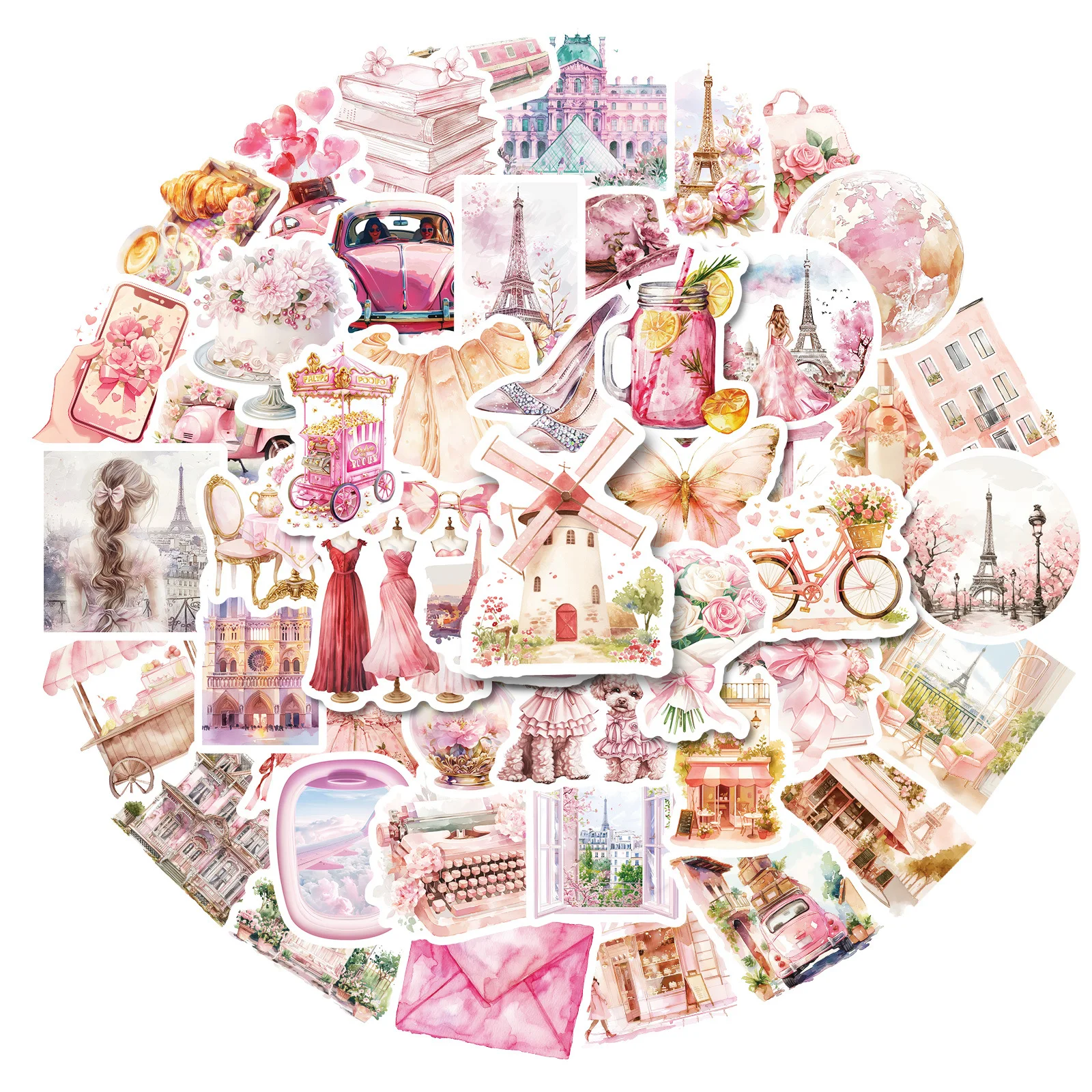 

10/30/50PCS Pink Style Stickers Graffiti Sticker Scrapbook Luggage Laptop Phone Guitar Bike Skateboard Cartoon Decals Girl Toy