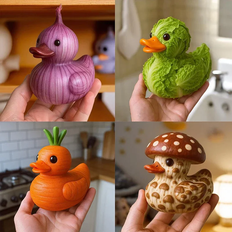 Vegetable-Themed Duck Figurines Vegetable Themed Duck Statue Decor Gifts Duck Resin Figurine Perfect For Home & Office Decor