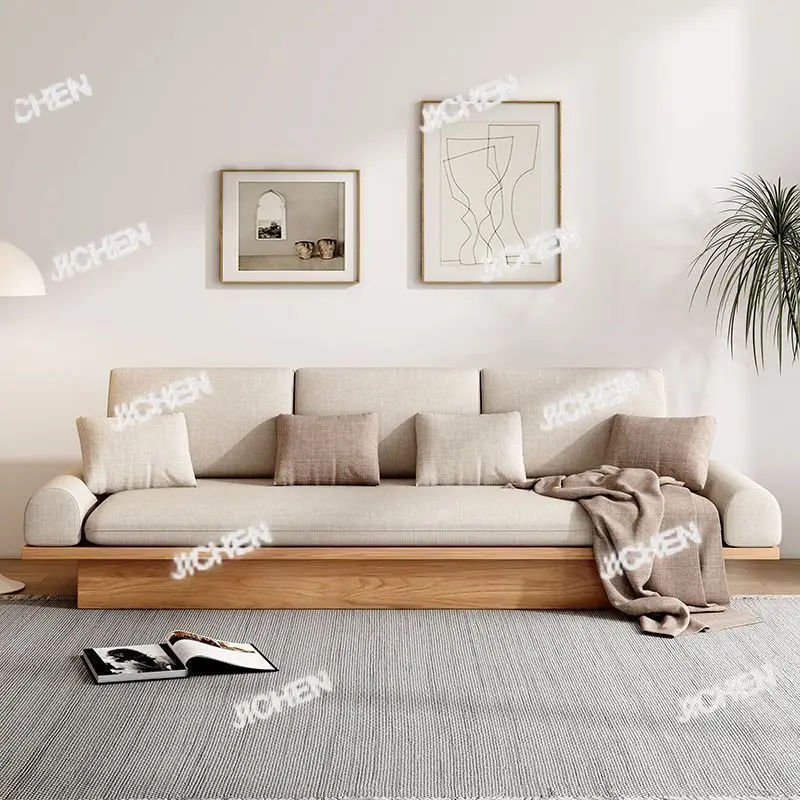 

Стильный диван из цельного дерева, японский бревенчатый стиль, трехместный диван, современный простой скандинавский диван для хранения, комбинация диванов