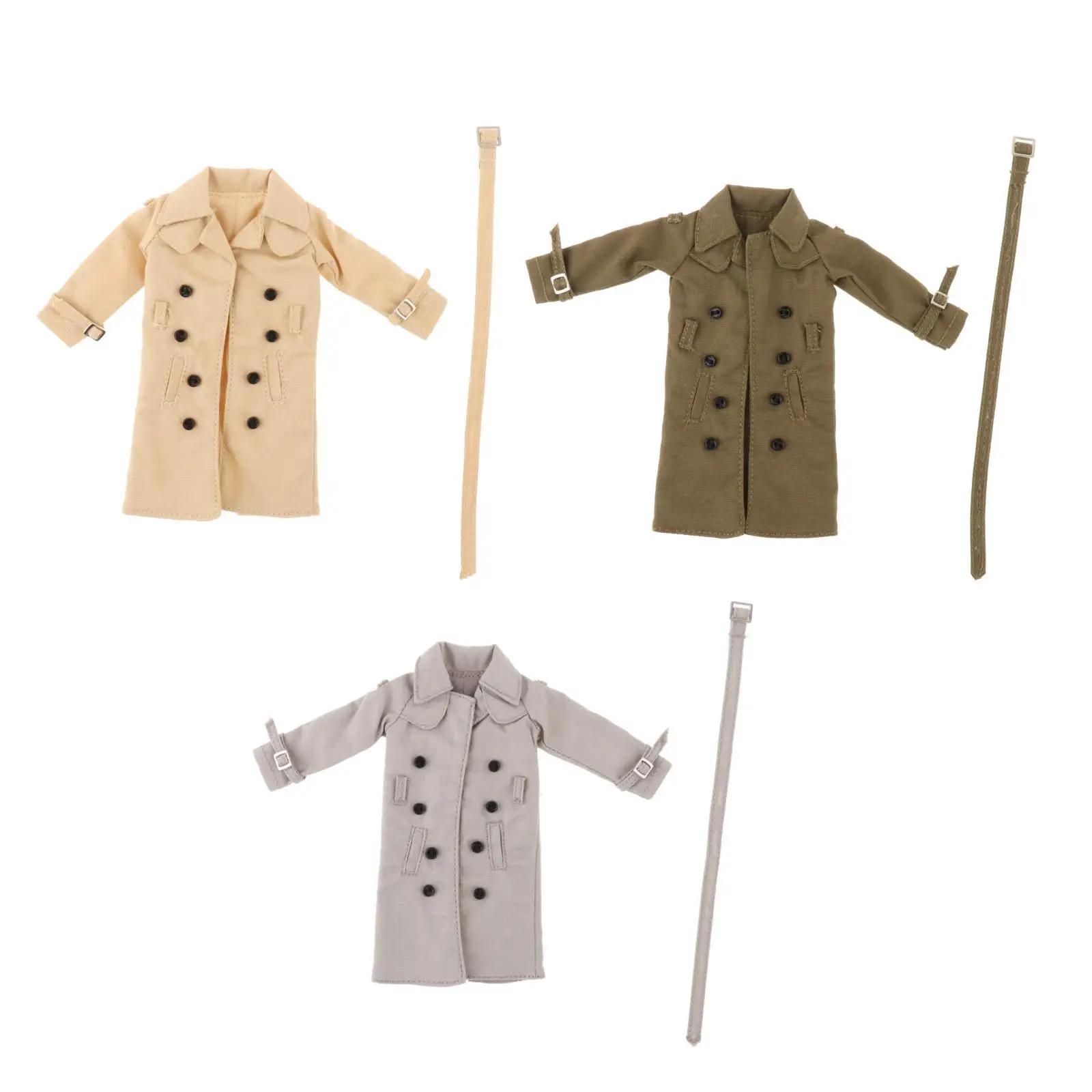 1/12 Scale Wired Trench Coat Model Fashion 1/12 Scale Figure Doll Clothe for 6'' inch Male Soldier Action Figures Accessories