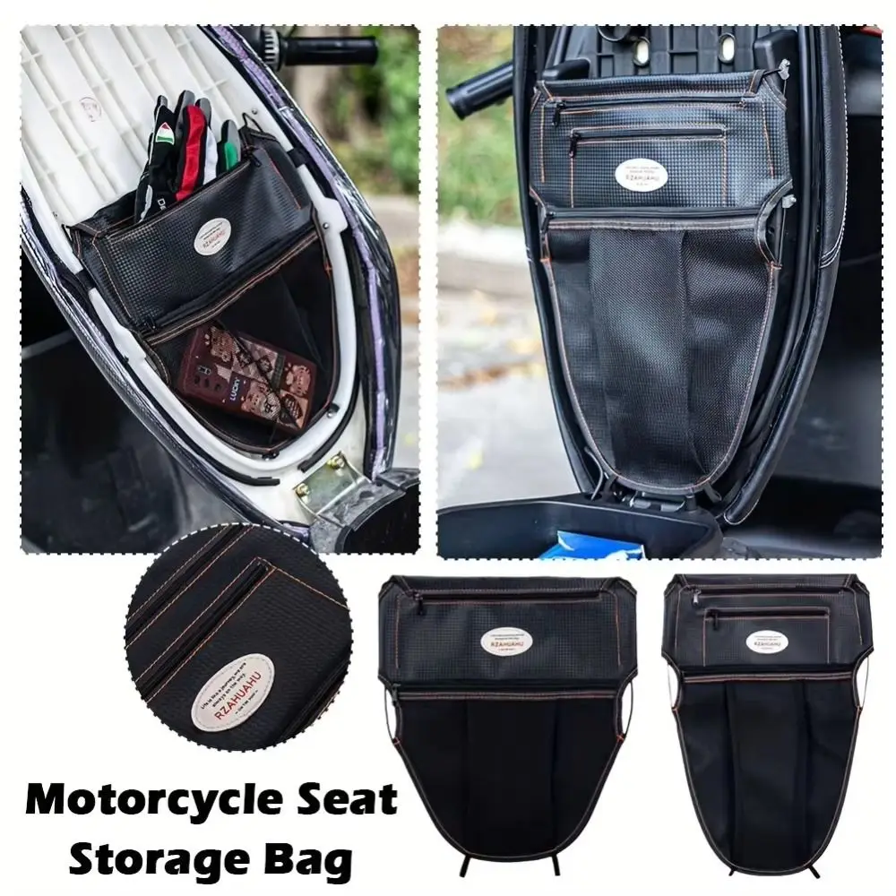 

PU Leather Material Motorcycle Scooter Seat Storage Bag Dual Pockets Zipper Closure Dual Pockets Storage Bag
