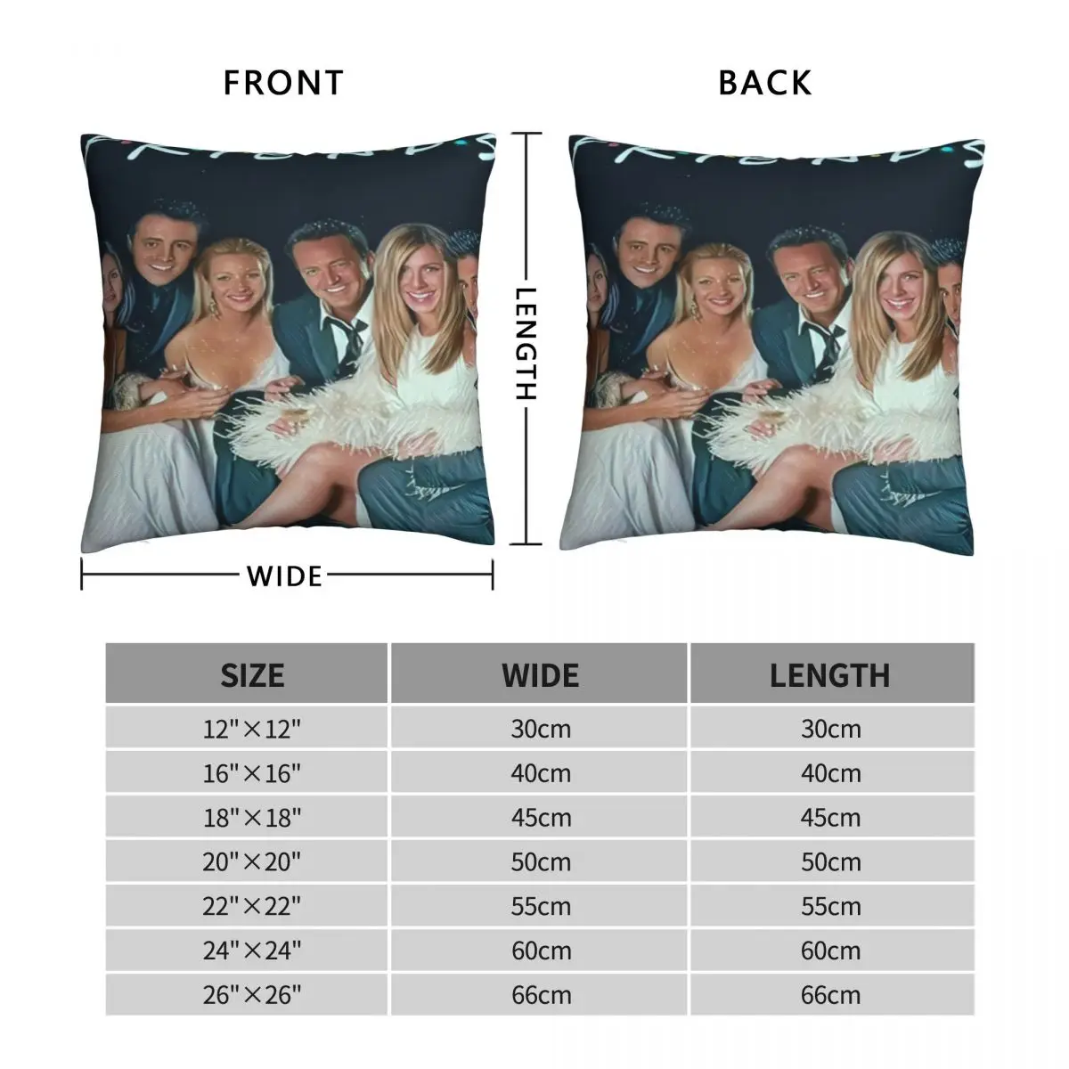 F.R.I.E.N.D.S Square Pillowcase Polyester Linen Velvet Creative Zip Decor Car Cushion Case 18