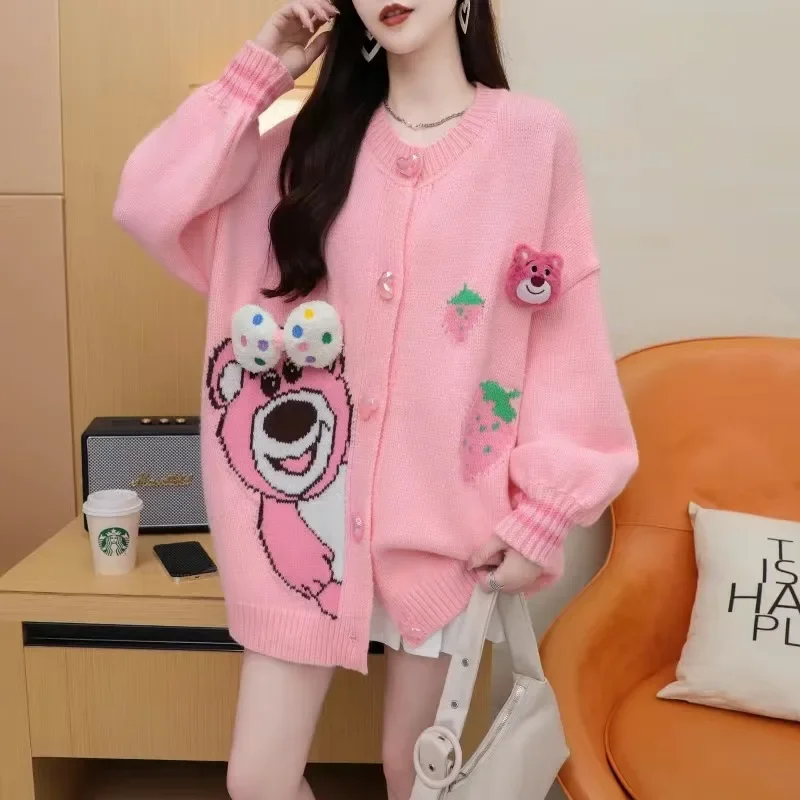 

Cute Girls Cropped Cardigan Sweater Cardigan Women Autumn Winter Coats Lazy Loose Knit Pink Cardigan Kawaii Oversized Y2k Top