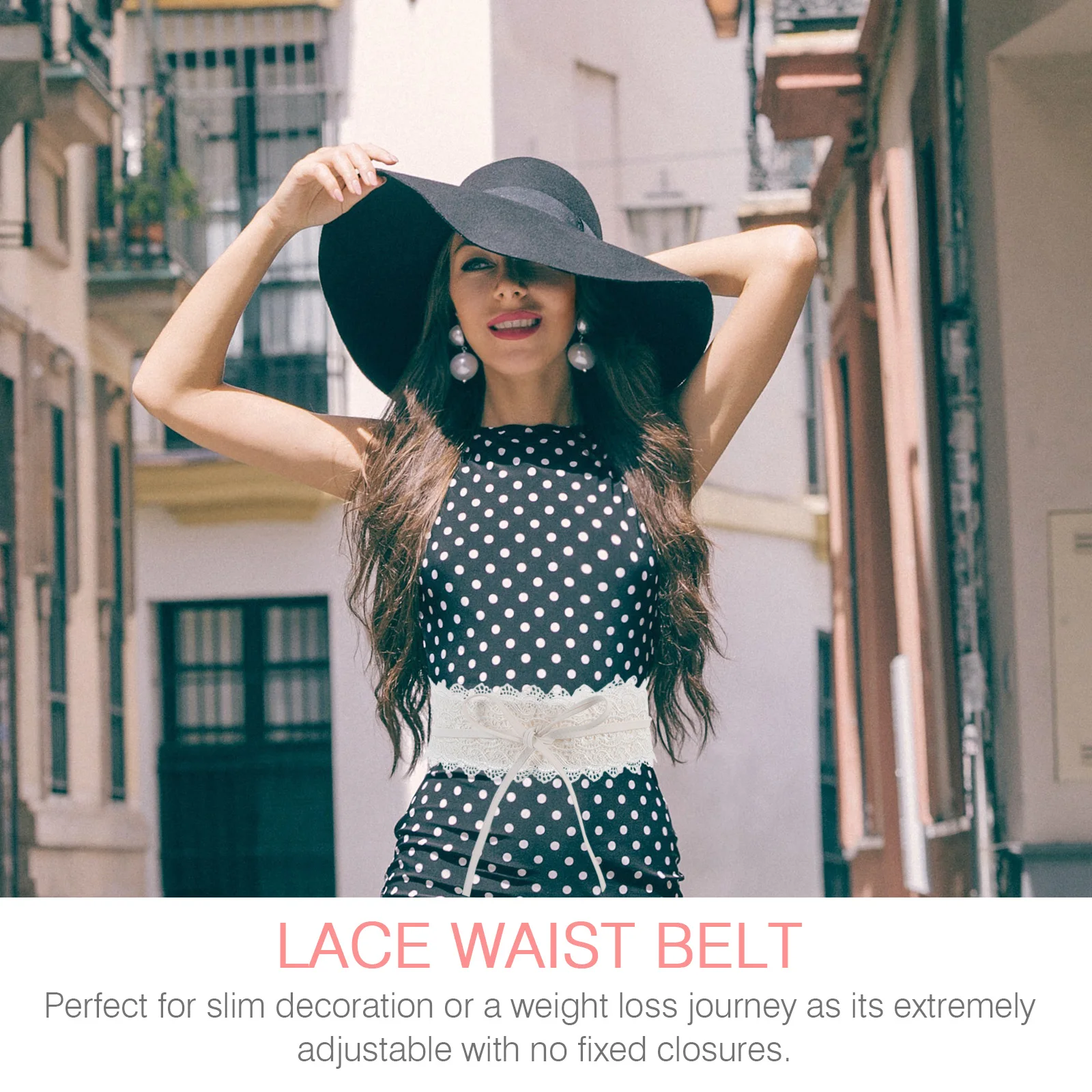 

Women'S Lace Waist Belt Wide Band Adjustable Corset Belt For Slimming Dress Accessories Costume Prom Party Wear (White)
