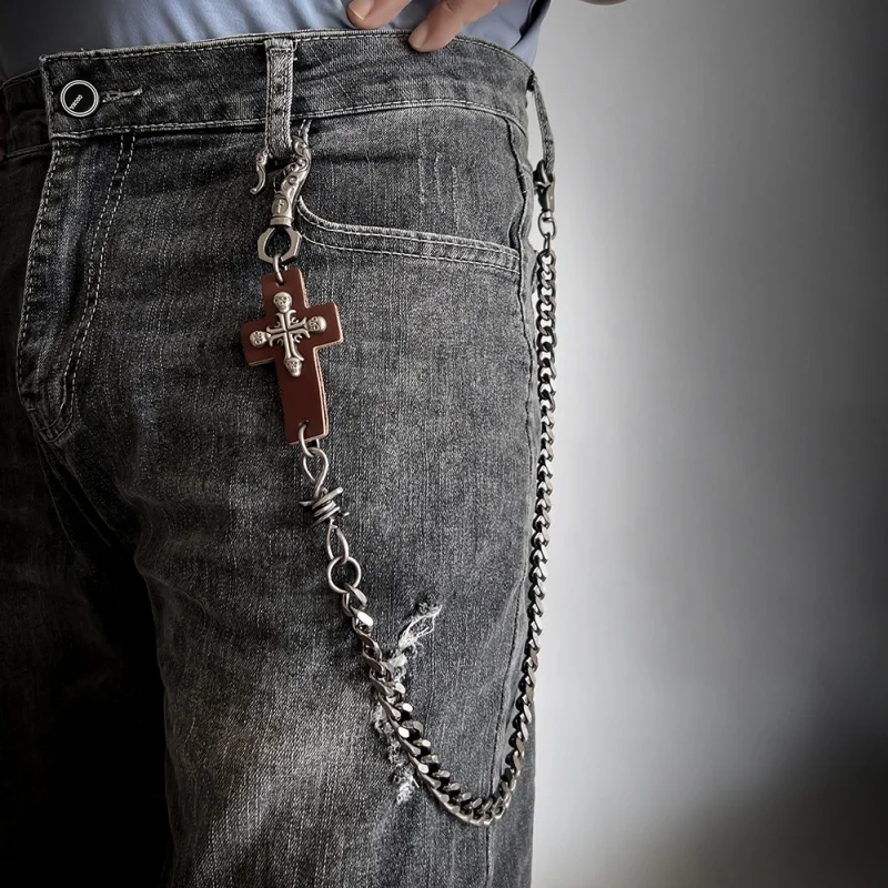 

Ретро панк крест брюки поясные ремни цепочка мужские женские джинсовые цепочки кулон орнамент брелок унисекс хип-хоп ювелирные изделия подарок