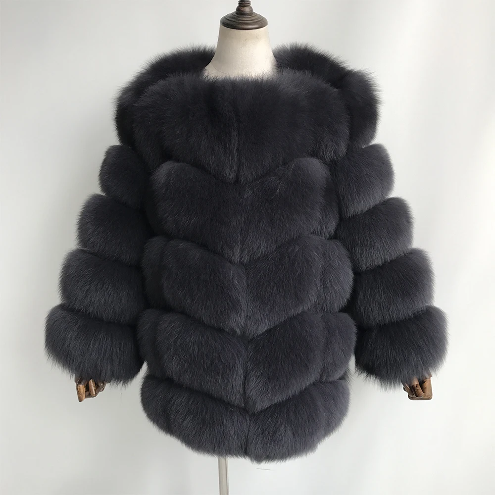 Jaxmonoy Women's Real Fur Coat Winter Warm Fluffy Natural Fox Fur Jacket Ladies Fashion New In Outerwear 2024 Luxury Fur Coats