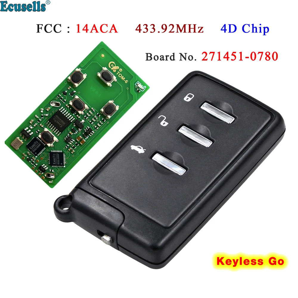 Ecusells 3 Button Keyless Go Smart Remote Key 433MHz ID71 Chip for Subaru Forester Impreza Legacy Liberty Board 271451-0780