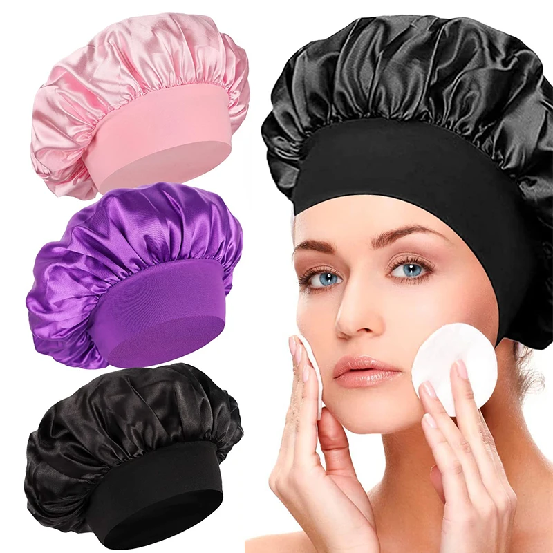 1PC Satin Sleeping Caps for Women, Breathable Design High Density Hair Caps, Wide Band Elasticity, Soft Fabric