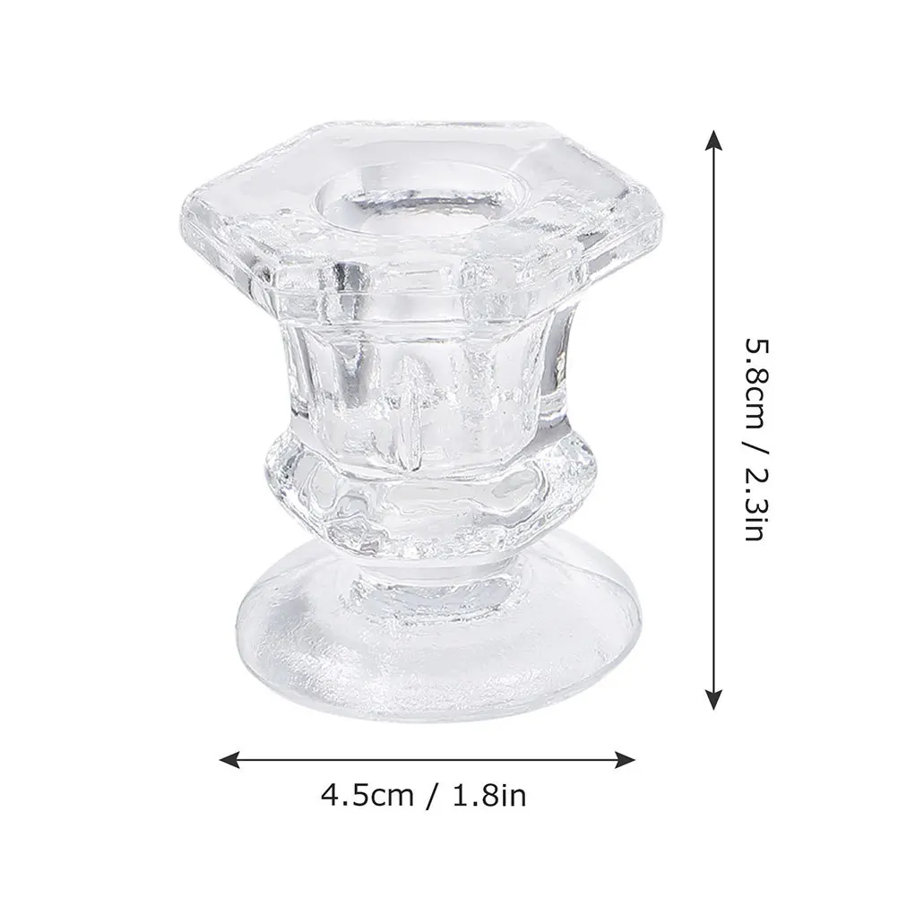 2Pcs Glass Candlestick Decor Sturdy Long Lasting Christmas Dinner Party Decoration Glass Holder
