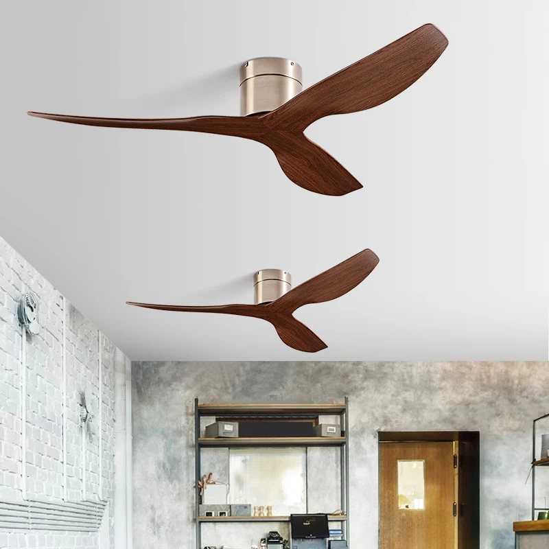 45 52 Inch Ceiling Fan 3 Blades Vintage Industrial ABS Ventilator No Light Remote Control for Coffee Shop Home Hotel Office