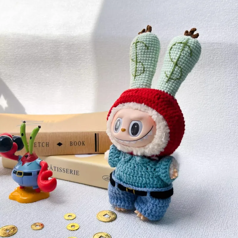 

Designer Original Labubu Figurine Clothing V1 V3 Labubu Clothes Doll Outfit Handmade Kawaii Hand-knitted Set DIY Accessories
