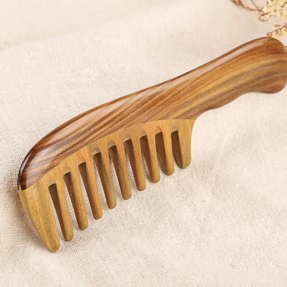 

1 шт., массажная расческа из сандалового дерева с широкими зубьями, деревянная расческа для распутывания волос для ухода за кожей головы, портативная расческа из натурального дерева с крупными зубами для дома