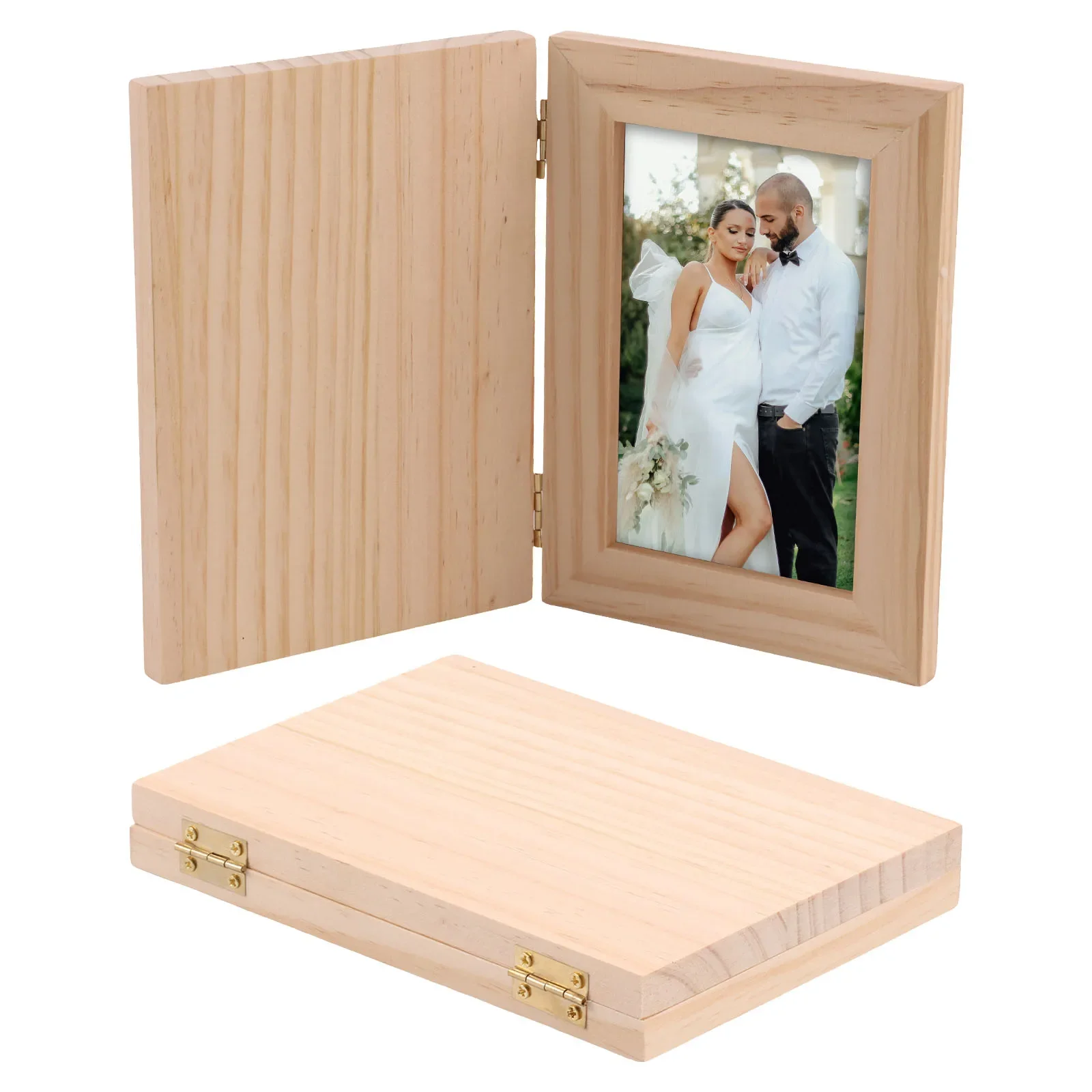 2Pcs Wooden Photo Frame Safe Solid Wood Picture Frame Practical Baby Photo Display for Home Desktop Wedding Picture